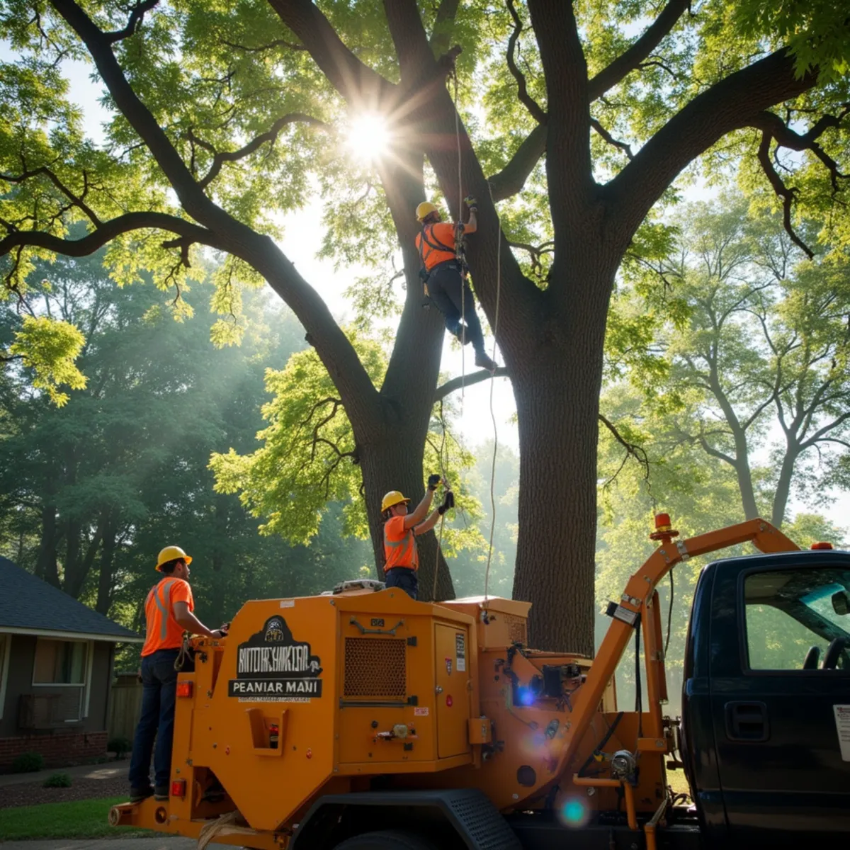 Costeño Tree Services crew at work on a tree removal in Atlanta, GA