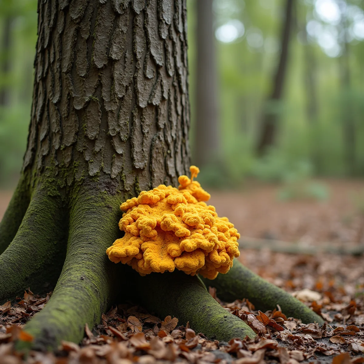 Fungal conks growing at the base of a mature water oak in North Georgia